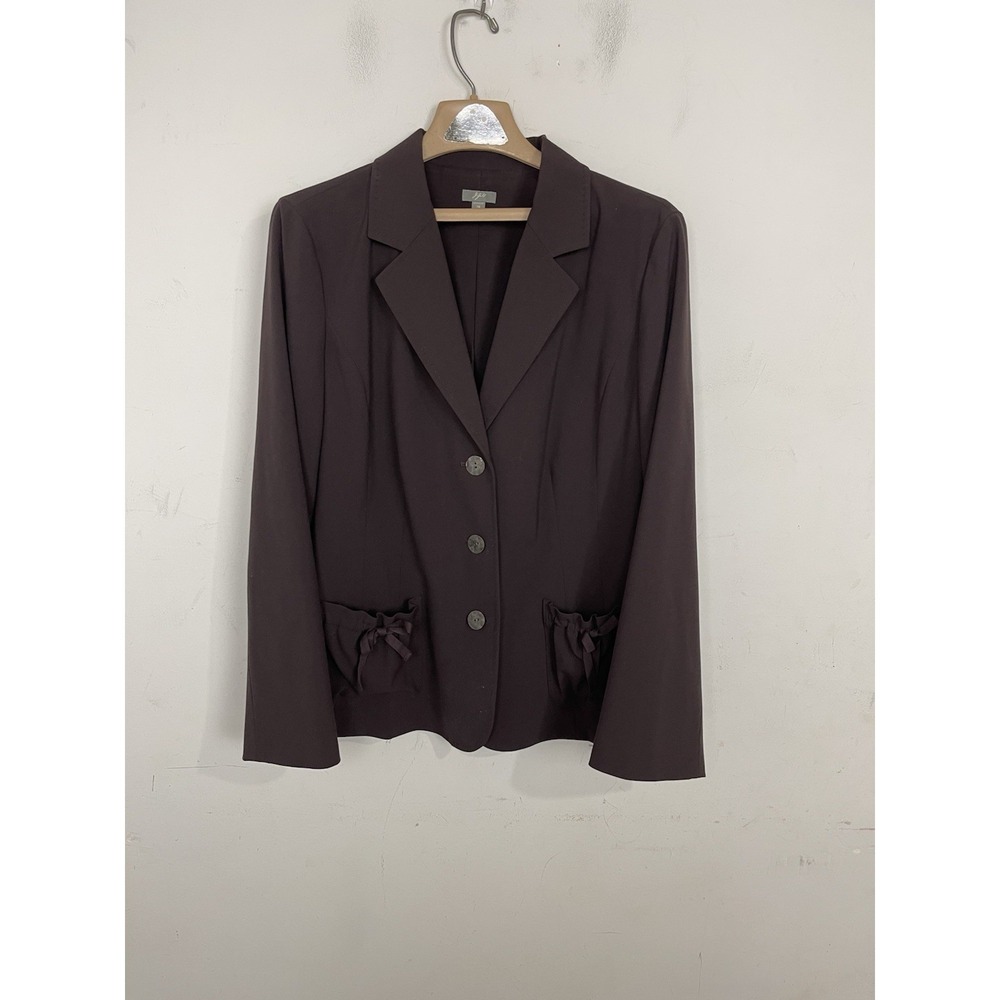 J Jill Womens Blazer 16 Brown Corporate Career Timeless Classic Coquette Stretch